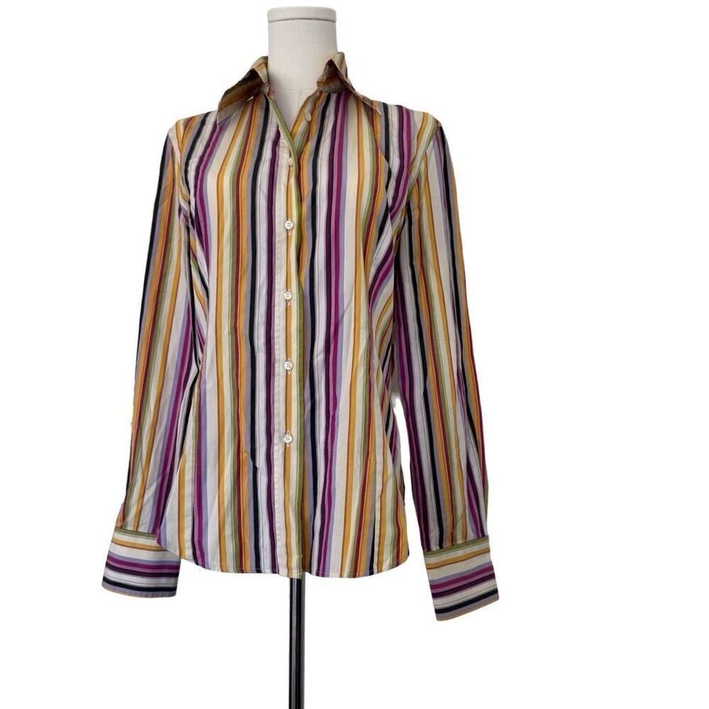 Designer Etro made in Italy striped button up shirt sz 46IT